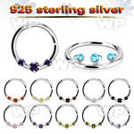 agspvz1 silver seamless ring for septum piercings, 18g w czs