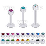 albajb4 bio  flex labret w 4mm balls with bezel set crystal