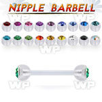 anpajb5 acrylic nipple barbell w 5mm balls w bezel set crystals