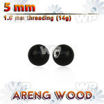 arball5 5mm areng wood ball with a 316l steel 1.6mm threading