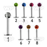 b41fc surgical steel labret stud 1 2mm 3mm mixed color striped lower lip piercing