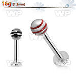 b44n0 surgical steel labret stud 1 2mm 4mm acrylic color strip lower lip piercing
