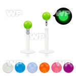 b48ib4z bio flex labret 1 2mm 316l steel push in 3mm glow in the lower lip piercing
