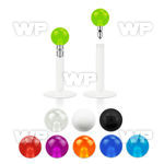 b48q4z bio flex labret stud 1 2mm push in 3mm acrylic uv ball lower lip piercing