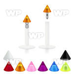 b48q6uz bio flex labret stud 1 2mm push in 3mm acrylic uv cone lower lip piercing