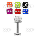 b4hq186 surgical steel labret stud 1 6mm 4mm acrylic multi cryst lower lip piercing