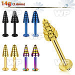 b4rfu0 ion plated 316l steel labret stud 1 6mm 4mm layered lower lip piercing