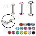 bbefrcin internally threaded steel barbel flat multi crystal top