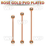 bbeittb rose gold steel industrial barbell w 2 4mm balls