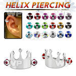bber68 steel cartilage piercing crown w 2 3mm multi jewel ball