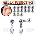 bber83 steel helix barbell 16g w 4mm jewel balls w tulip 
