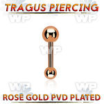 bbertt37 rose gold steel tragus barbell with top 4mm ball