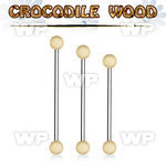 bbincr5 organic industrial barbell w 5mm crocodile wood balls