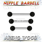 bbnpar5 organic nipple barbell w two 5mm areng wood balls