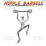 bbnpd7 316l steel nipple barbell w 5mm balls hanging man 