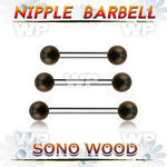 bbnpsn5 organic nipple barbell w two 5mm sono wood balls