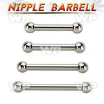 bbnpss surgical steel nipple barbell with two 3mm balls