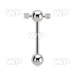 bbspndi steel spinner tongue barbell w two 3mm dices.