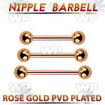 bbttb5 rose gold steel nipple barbell w 2 5mm balls