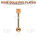 bbttdi rose gold steel tongue barbell with a top 5mm steel dice