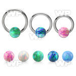bcr12o6 316l steel ball closure ring 12g 6mm synthetic opal ball