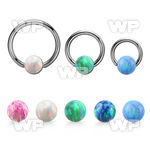 bcr14o6 316l steel ball closure ring 14g 6mm synthetic opal ball