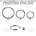 bcr16f4 steel ball closure ring, 16g w 4mm frosted ball