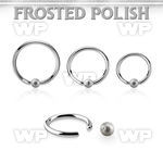 bcr18f3 316l steel ball closure ring 18g w 3mm frosted steel ball