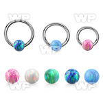 bcr20o5 316l steel ball closure ring 20g 5mm synthetic opal ball