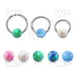 bcr20o6 316l steel ball closure ring 20g 3mm synthetic opal ball