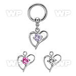 bcrgz391 316l steel bcr 1.6mm w a heart w prong set (cz)