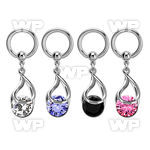 bcrgz416 316l steel ball closure ring 1.6mm dangling snap fit cz 