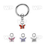 bcrgz589 316l steel ball closure ring 1.6mm w dangling butterfly 