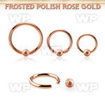 bcrr14f4 rose gold steel ball closure ring, 14g w 4mm frosted ball