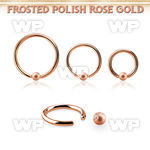 bcrr16f3 rose gold steel ball closure ring, 16g w 3mm frosted ball