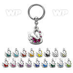 bcrs472 316l steel bcr 1.2mm w a swan with crystals