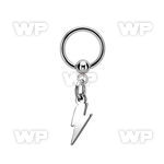 bcrslit 316l steel ball closure ring 1.2mm w dangling lightning 