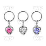 bcrsz419 316l steel ball closure ring 1.2mm w dangling heart w cz