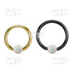 bcrt12o5 black or gold steel ball closure ring 12g 5mm opal ball
