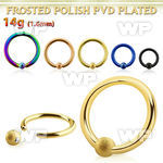 bcrt14f3 pvd plated steel ball closure ring 14g w 3mm frosted ball