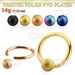 bcrt14f4 anodized steel ball closure ring, 14g w 4mm frosted ball