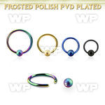 bcrt16f4 pvd plated steel ball closure ring 14g w 4mm frosted ball