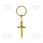 bcrts768 gold plated steel ball closure ring 16g w dagger
