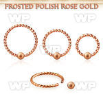bcwr18f3 rose gold ball closure ring twisted wire w frosted ball