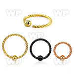 bedrt18w anodized steel fixed bead ring w twisted wire design