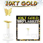 bio flex labret w 10kt gold modern butterfly shaped