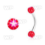bnedxz steel eyebrow banana w 3mm balls w a red white star