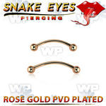 bnettbl rose gold steel snake eye piercing banana w 2 3mm balls