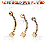 bnettdi rose gold steel eyebrow banana w one 3mm dice 1 ball