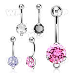 bnrdz8h steel casting belly banana w cz hoop for danglings